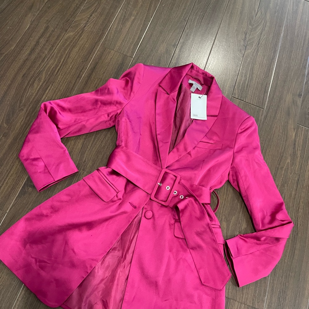 ASOS pink belted long blazer - Picture 4 of 8